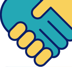 yellow and blue hands shaking icon