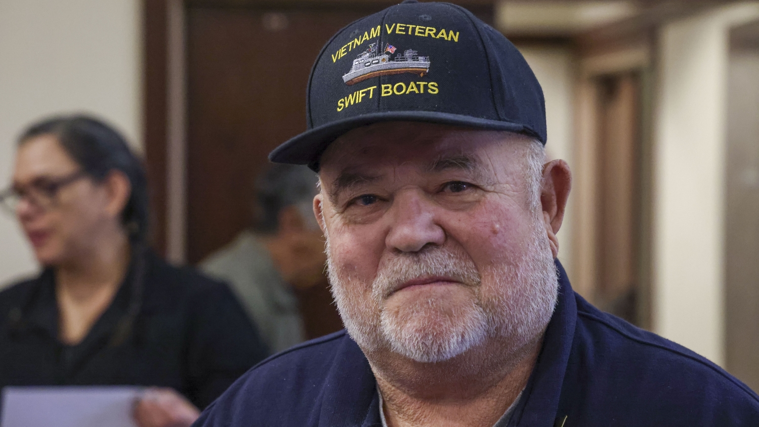 Vietnam veteran smiles for camera