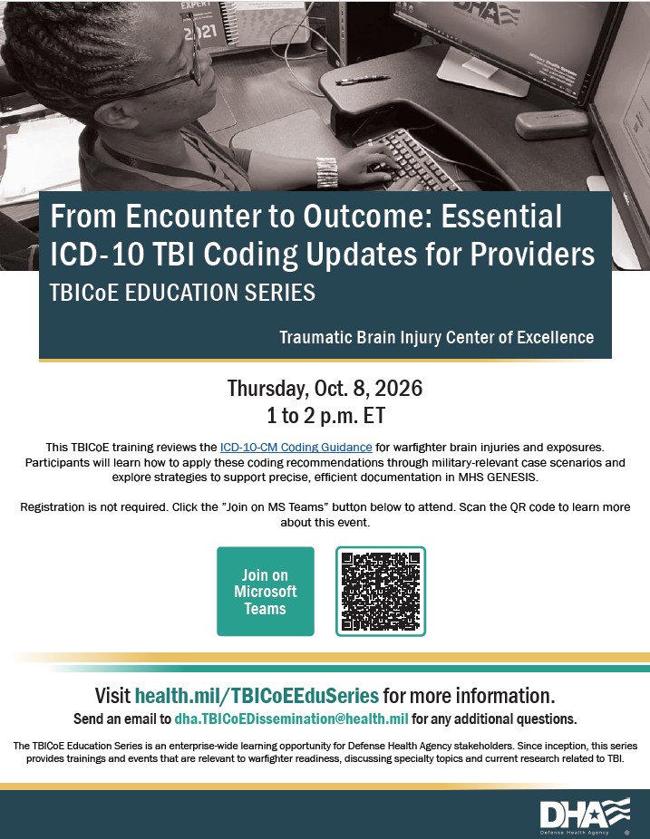 TBICoE Education Series: From Encounter to Outcome: Essential ICD-10 TBI Coding Updates for Providers