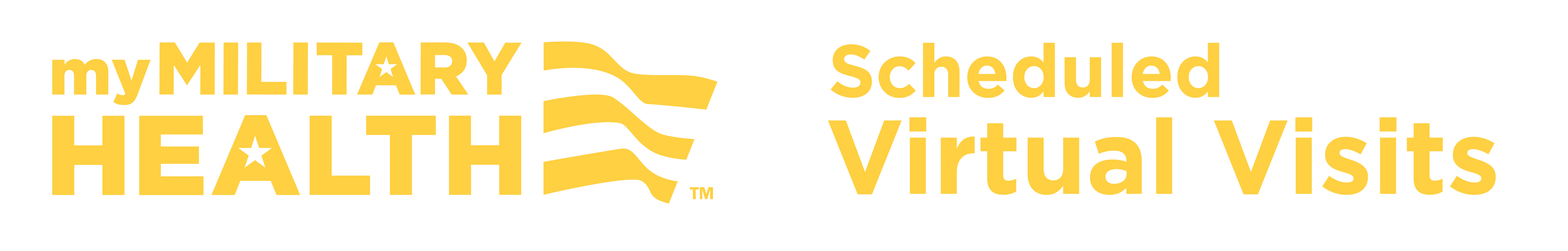 My Military Health Scheduled Virtual Visits logo in yellow