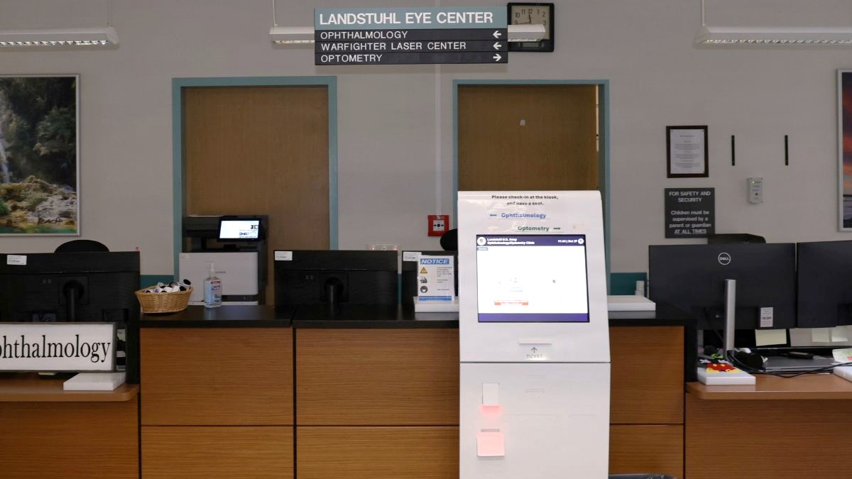 Photo By Bernhard Lashleyleidner | LANDSTUHL, Germany — The front desk at Landstuhl Regional Medical Center’s Eye Center welcomes patients seeking routine vision care, ophthalmology services and refractive surgery. By integrating comprehensive eye care and specialized surgical services, the center supports the visual health of service members and military retirees. 