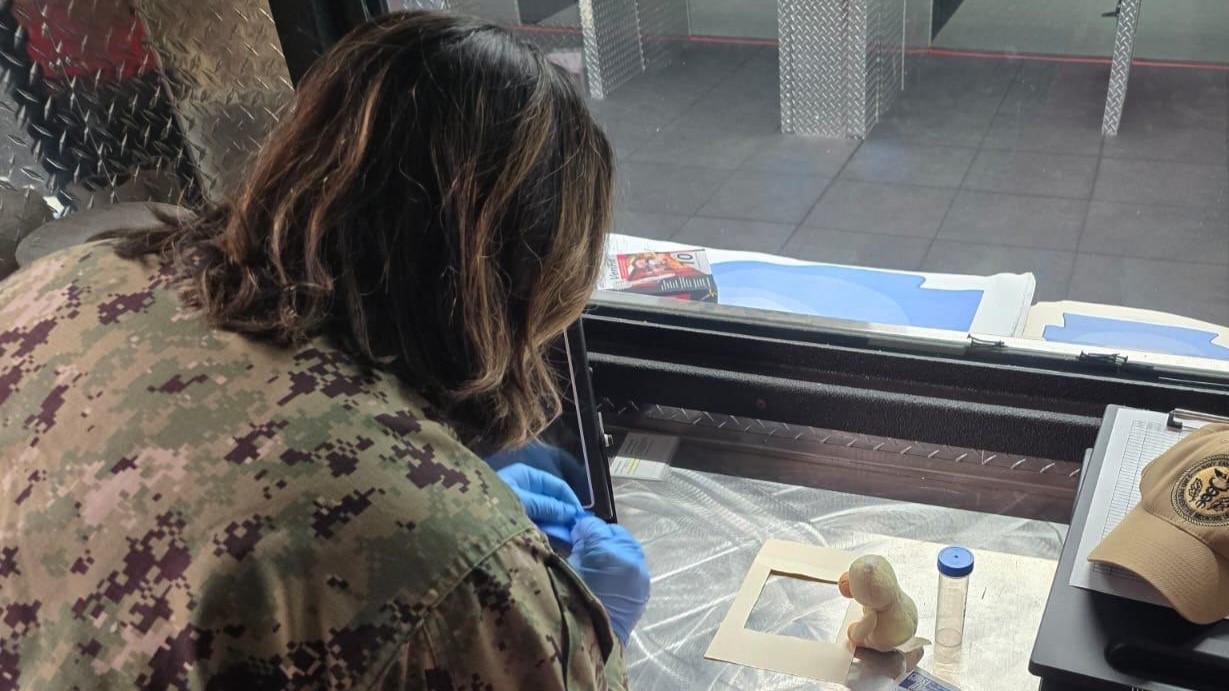 Forward Deployable Preventive Medicine Unit (FDPMU) Industrial Hygiene component team members conducted air quality and lead exposure assessments at Camp Lemonnier’s indoor shooting range, enabling its safe recertication and restoring a key readiness asset that supports 4,000 joint personnel. Hospital Corpsman 2nd Class Alexsandria Guerrero carefully prepared wipe samples to test for lead contamination at the Milo Range indoor shooting range. The work of FDPMU’s highlights the vital role of public health in sustaining force protection and mission success. (U.S. Navy courtesy photo)
