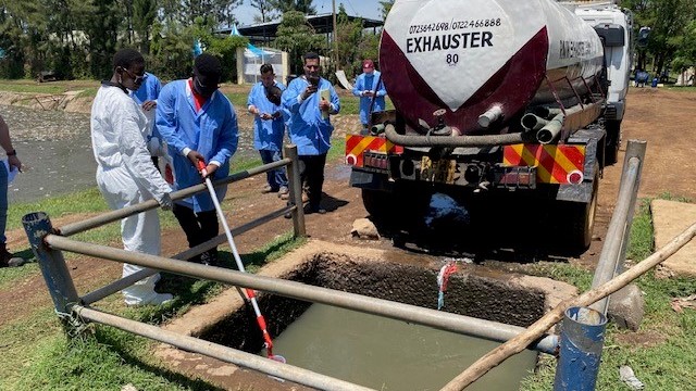 The NAMRU EURAFCENT team were trained by WRAIR-Africa in wastewater surveillance. As part of the training, wastewater samples were collected from local wastewater treatment plants.