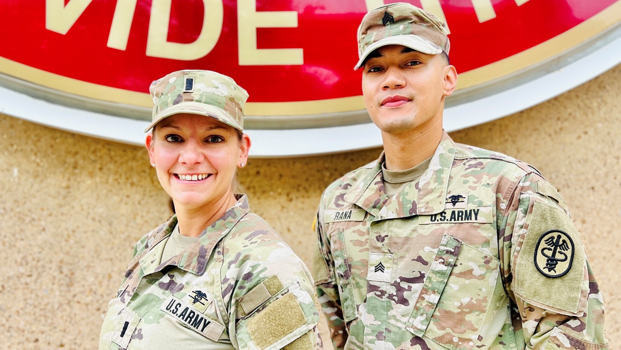 Two Soldiers from Bayne-Jones Army Community Hospital became part of a small community of highly skilled Army medical professionals Aug. 11, earning the Expert Field Medical Badge during the Expert Infantry, Soldier and Field Medical Badge testing event hosted by the 3rd Brigade Combat Team, 10th Mountain Division at the Joint Readiness Training Center and Fort Polk.