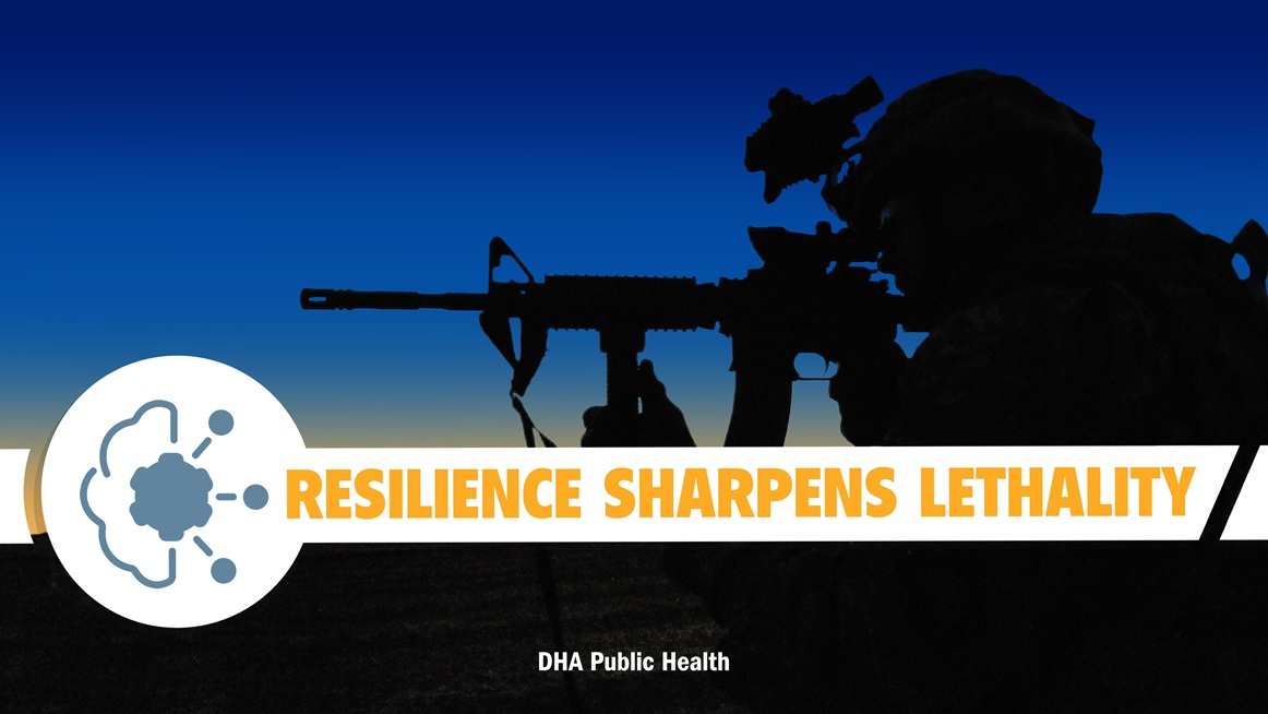 Defense Health Agency-Public Health experts say optimizing personal resiliency enhances situational awareness and supports warfighter readiness and lethality. Resiliency can help warfighters better manage natural stress responses, improve levels of awareness, and support quicker and more accurate decisions while under duress. (Defense Health Agency-Public Health graphic illustration by Andrew Leitzer)