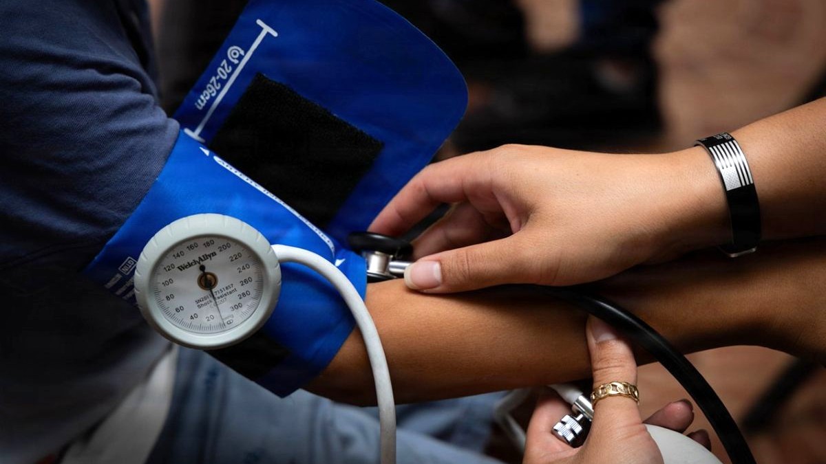 Courtesy Photo | U.S. Army Sgt. Veronica Vo, a practical nursing specialist, assigned to Joint Task Force-Bravo, takes patient’s blood pressure at Los Santos, Panama. Released in September 2026, the Department of Defense and Department of Veterans Affairs’ Clinical Practice Guidelines for Diagnosis and Management of Hypertension in Primary Care recommend treating patients with hypertension to a systolic blood pressure below 130 mmHg, depending on individual patient characteristics and preferences.
