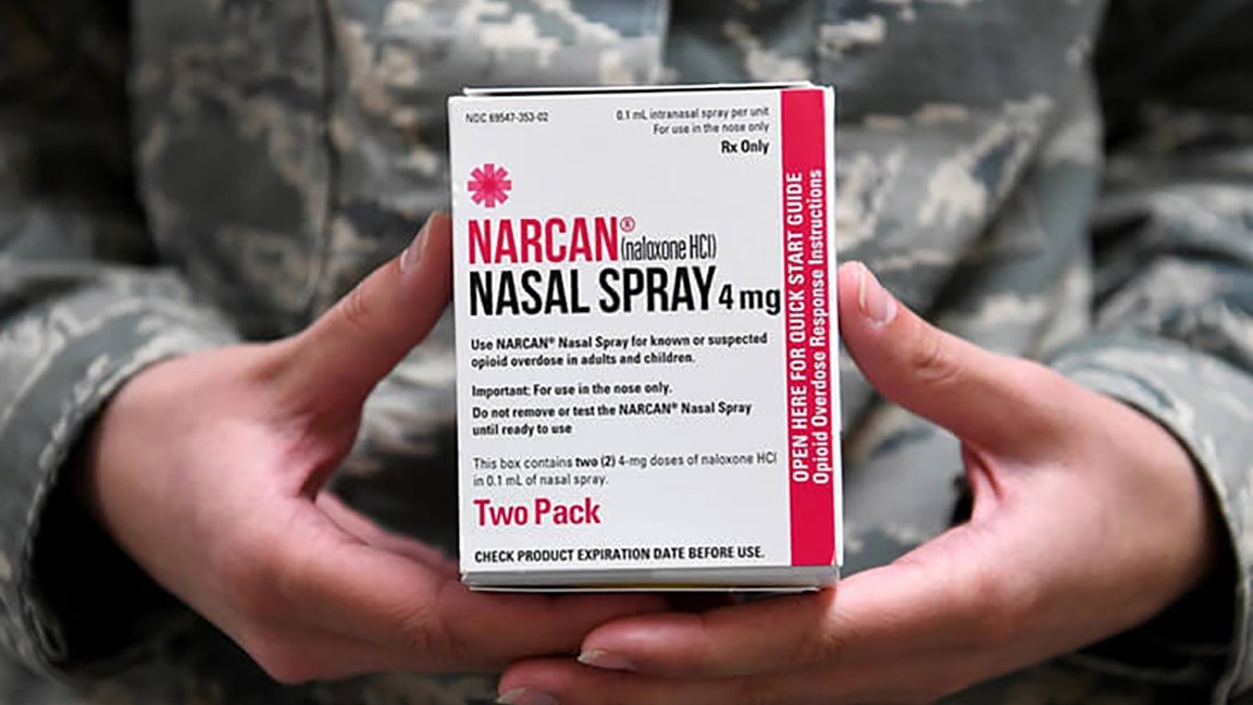 Naloxone is a temporary, but rapidly-acting antidote against opioid overdose. Administered via an IV or sprayed through the nostrils, naloxone restores respiration and breathing in someone suffering from opioid poisoning. (Photo credit Janet A. Aker)