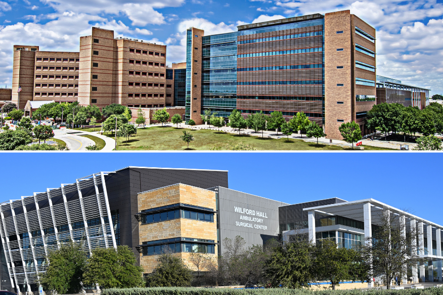 Combined images of Brooke Army Medical Center and Wilford Hall Ambulatory Surgical Center